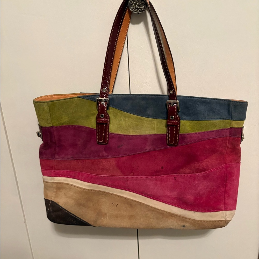 Coach Colorful Suede Tote Bag - Picture 2 of 5